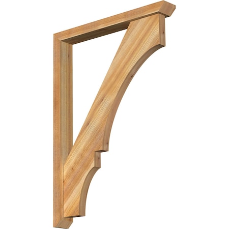 Ekena Millwork Balboa Slat Rough Sawn Bracket w/ Offset Brace, Western Red Cedar, 4"W x 30"D x 42"H BKT0402X30X42BOA06RWR